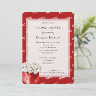 Rood wit XOXO Rozen Vrijgezellenfeest Kaart