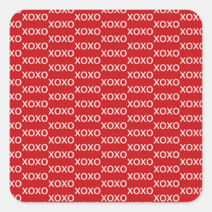 Rood & Wit xoxo Valentijnsfeest Vierkante Sticker