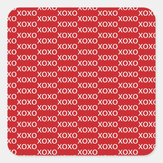 Rood & Wit xoxo Valentijnsfeest Vierkante Sticker (Voorkant)