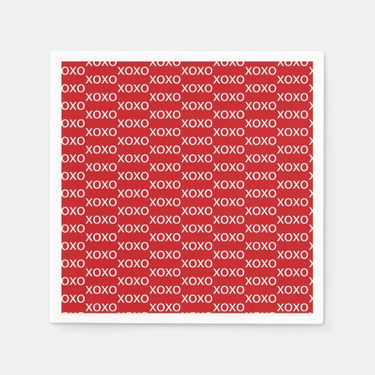 Rood & Wit xoxo Valentijnsfeestje Servet (Voorkant)