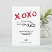 Rood Wit XOXO Virtual Valentijnsdag Party Kaart (Staand voorkant)