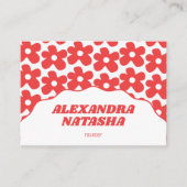 Rood Wit Y2K Bloem Handgemaakte Kleding Visitekaartje (Voorkant)