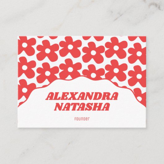 Rood Wit Y2K Bloem Handgemaakte Kleding Visitekaartje (Voorkant)