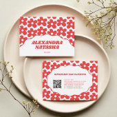 Rood Wit Y2K Bloem Handgemaakte Kleding Visitekaartje