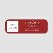 Rood wit zakelijk logo medewerker modern naamplaatje (Voorkant)