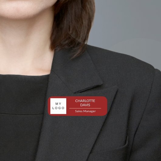 Rood wit zakelijk logo medewerker modern naamplaatje