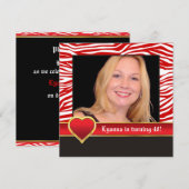 Rood, wit zebra & hart 40e verjaardag foto kaart (Voorkant / Achterkant)