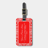 Rood & Wit Zebra Pattern-Gepersonaliseerd Bagagelabel (Voorkant verticaal)
