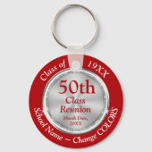 Rood, wit, zilver Aangepast, Klasse Reunion Souven Sleutelhanger (Voorkant)