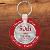 Rood, wit, zilver Aangepast, Klasse Reunion Souven Sleutelhanger (Voorkant)