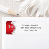  Rood Wit Zilver Bloemen Swirls Etiket (Insitu)