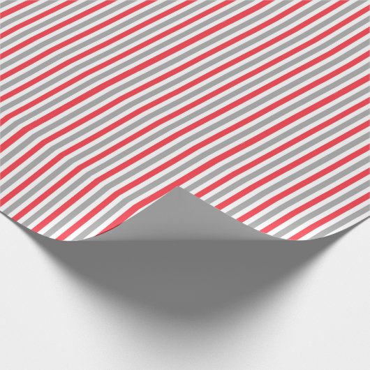 Rood Wit Zilveren Strepen Inpakpapier (Hoek)