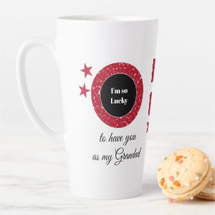 Rood wit zo gelukkig Grandad met foto Latte Mok