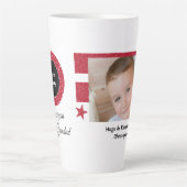 Rood wit zo gelukkig opa met foto latte mok (Voorkant)