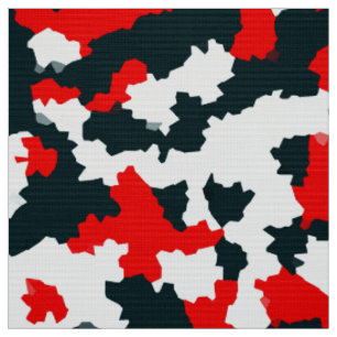 Rood Wit Zwart Abstract Patroon Stof