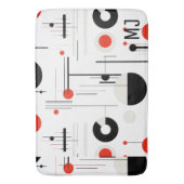 Rood wit zwart bauhaus geometrische vormen op wit badmat (Voorkant Verticaal)