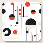 Rood wit zwart bauhaus geometrische vormen op wit bier onderzetter (Voorkant)