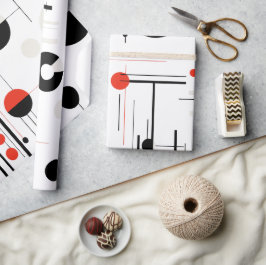 Rood wit zwart bauhaus geometrische vormen op wit cadeaupapier