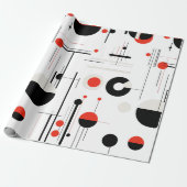 Rood wit zwart bauhaus geometrische vormen op wit cadeaupapier (Uitgerold)