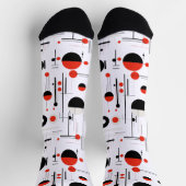 Rood wit zwart bauhaus geometrische vormen op wit sokken (Top)