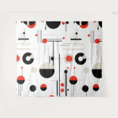 Rood wit zwart bauhaus geometrische vormen op wit wandkleed (Voorkant (horizontaal))