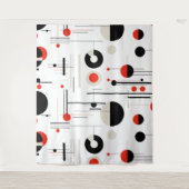 Rood wit zwart bauhaus geometrische vormen op wit wandkleed (Voorkant)