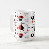 Rood wit zwart Bauhaus geometrische vormen patroon Koffiemok (Voorkant links)