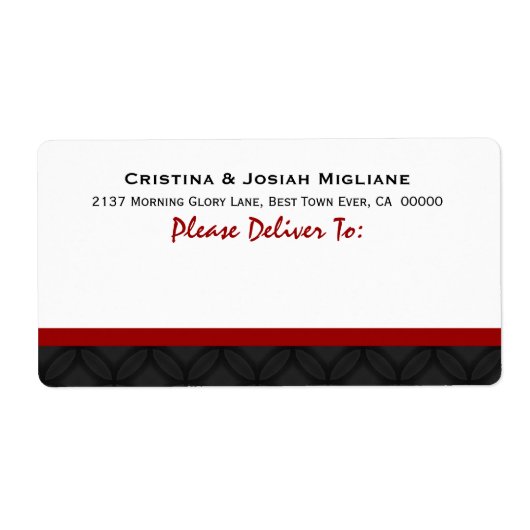 Rood Wit Zwart Bruiloft bruid en bruidegom B433 Etiket (Voorkant)