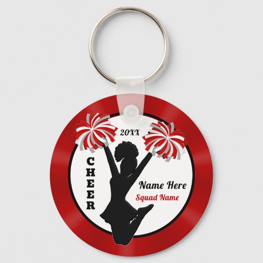 Rood, wit, zwart, Cheap, Cheerleader Party Favors Sleutelhanger (Voorkant)
