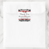 Rood Wit Zwart Damask, Harten 1,5"Sq. STICKER 2 (Tas)