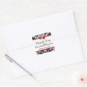 Rood Wit Zwart Damask, Harten 1,5"Sq. STICKER 2 (Envelop)