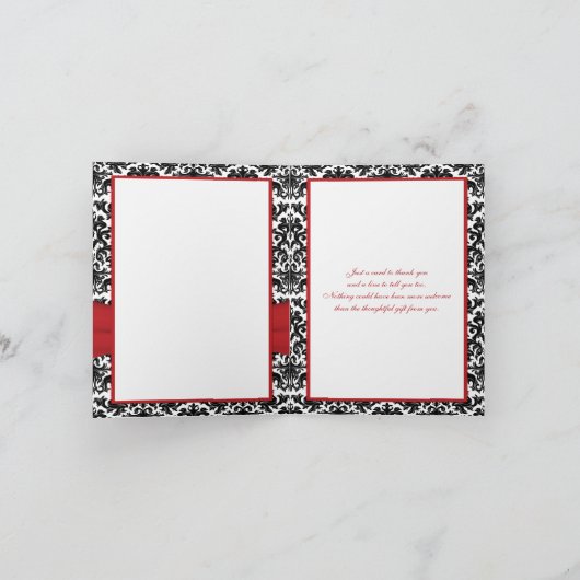 Rood Wit Zwart Damast, Hartjes Bedankkaart (Binnen)