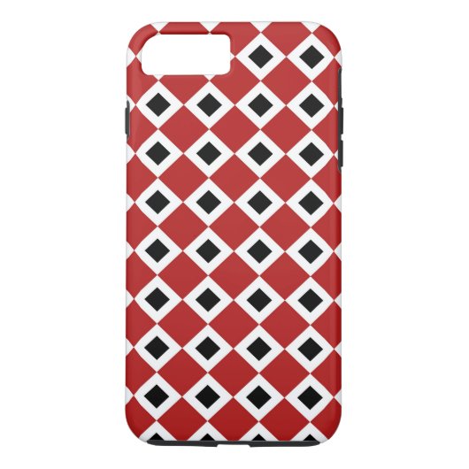 Rood-Wit-Zwart Diamantpatroon iPhone 8 Plus Hoesje (Achterkant)