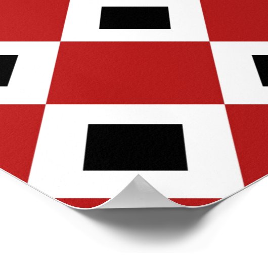 Rood, wit, zwart diamantpatroon poster (Hoek)