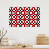 Rood, wit, zwart diamantpatroon poster (Keuken)