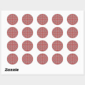 Rood, wit, zwart diamantpatroon ronde sticker (Vel)