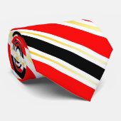 Rood Wit Zwart en Goud Gestreepte Stropdas (Opgerold)