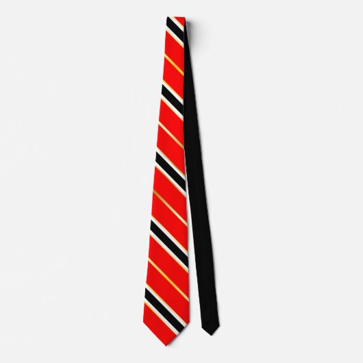 Rood Wit Zwart en Goud Gestreepte Stropdas (Voorkant)