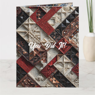 Rood Wit Zwart en Koperen Diagonaal Mozaïek Kaart
