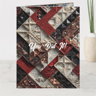 Rood Wit Zwart en Koperen Diagonaal Mozaïek Kaart