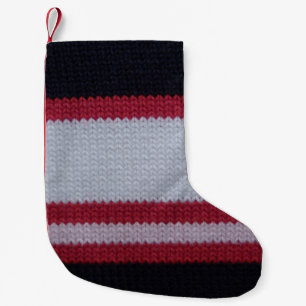Rood Wit Zwart: Gebreid wollen stof patroon Kleine Kerstsok
