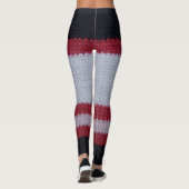 Rood Wit Zwart: Gebreid wollen stof patroon Leggings (Achterkant)