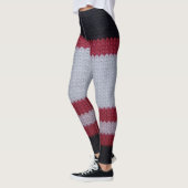 Rood Wit Zwart: Gebreid wollen stof patroon Leggings (Links)