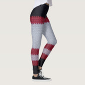 Rood Wit Zwart: Gebreid wollen stof patroon Leggings (Rechts)