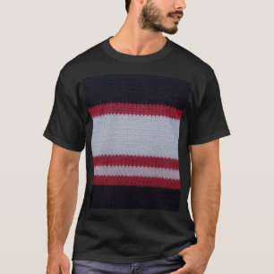 Rood Wit Zwart: Gebreid wollen stof patroon T-shirt