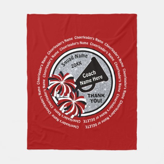 Rood, wit, zwart, gepersonaliseerde Cpure Coach-ca Fleece Deken (Voorkant)