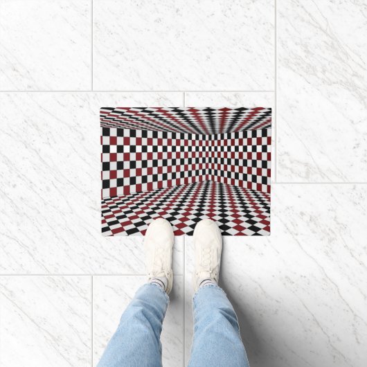Rood Wit Zwart Geruit Kamer Hoog Contrast Deurmat (Binnen)
