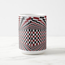Rood Wit Zwart Geruit Kamer Hoog Contrast Koffiemok