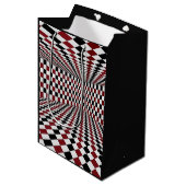 Rood Wit Zwart Geruit Kamer Hoog Contrast Medium Cadeauzakje (Voorkant Gekanteld)