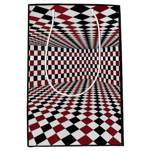 Rood Wit Zwart Geruit Kamer Hoog Contrast Medium Cadeauzakje (Voorkant)